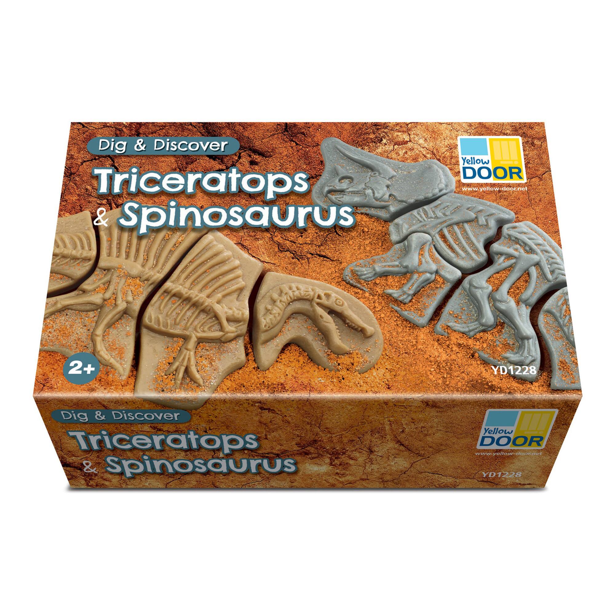 Yellow Door Dig & Discover Triceratops & Spinosaurus Dinosaur Skeletons Set